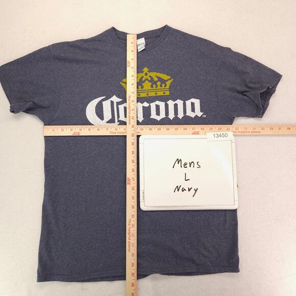 Corona Crew Neck Short Sleeve T Shirt Adult Mens Size Large L Navy Blue - Picture 5 of 9